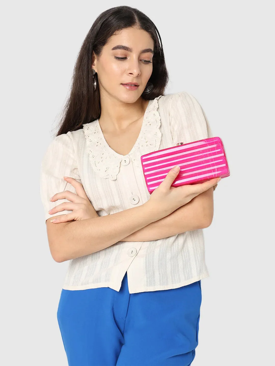Caprese Gaina Small Pink Clutch