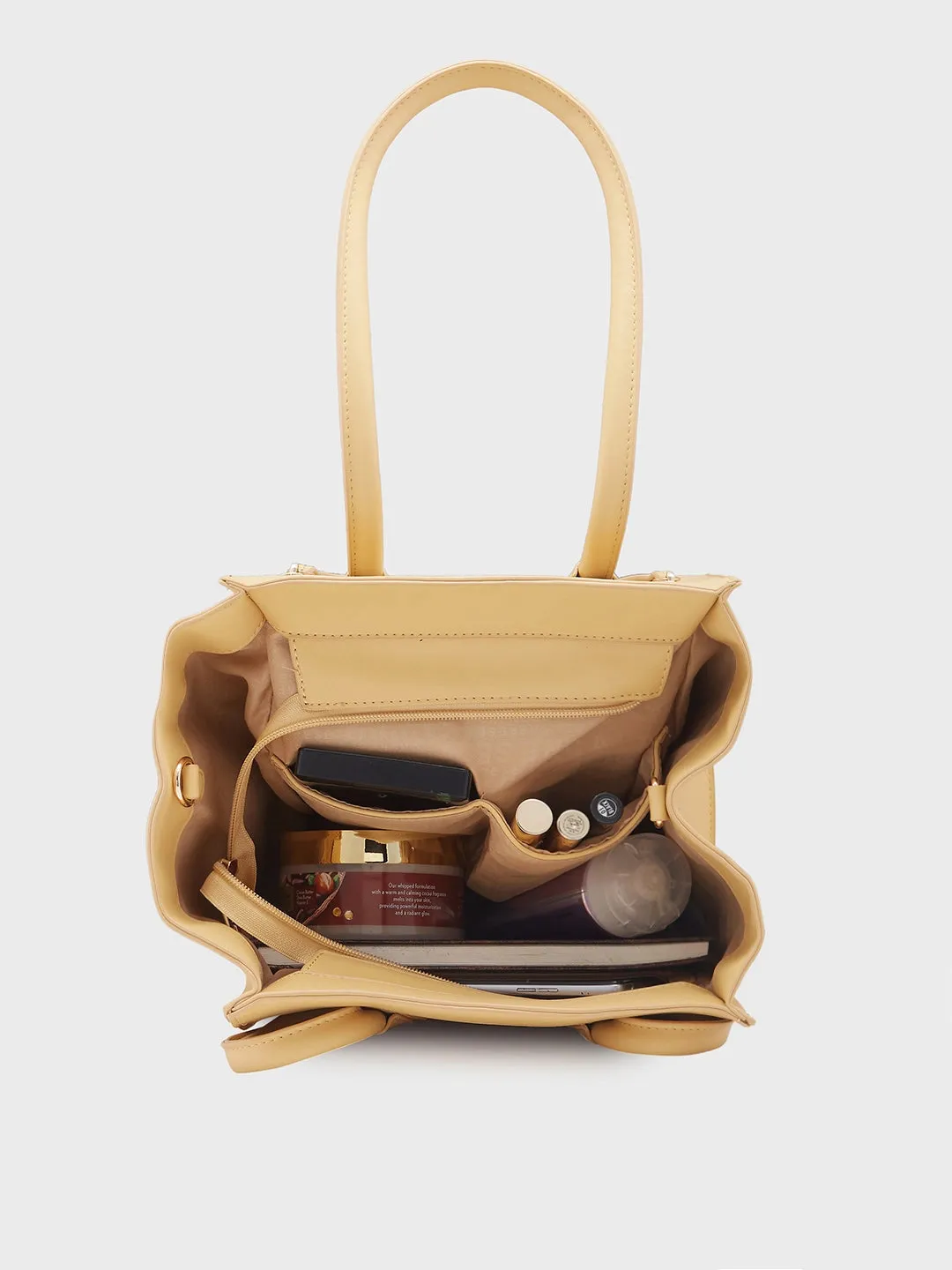 Caprese Georgia Medium Light Yellow Satchel Bag