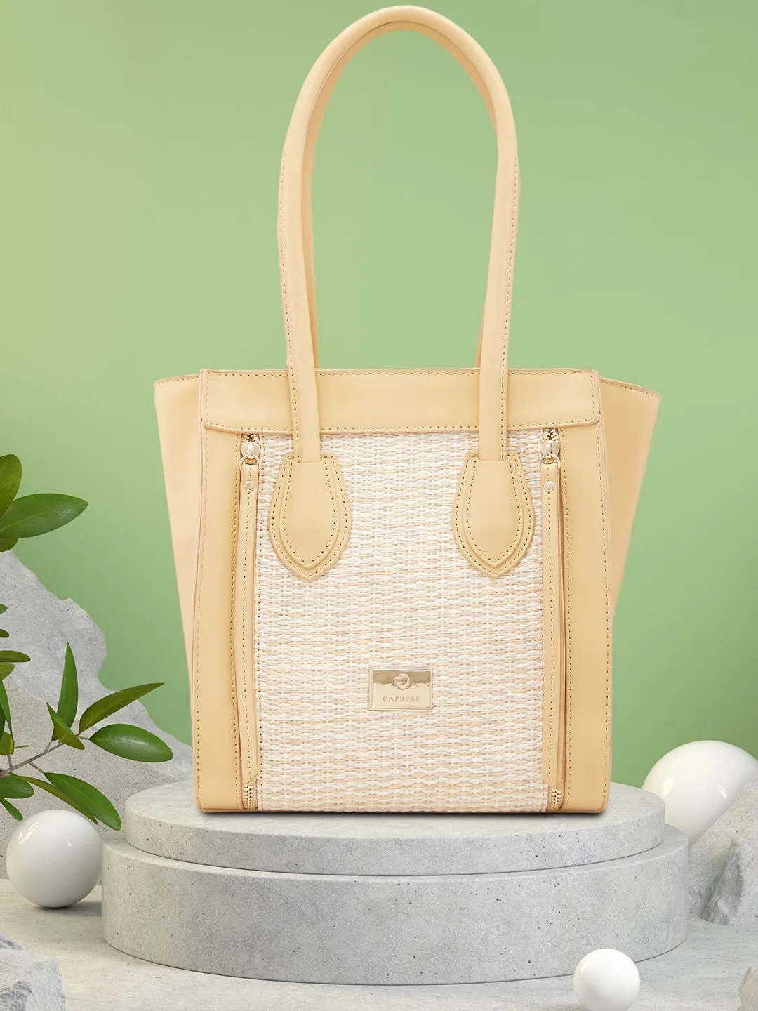 Caprese Georgia Medium Light Yellow Satchel Bag