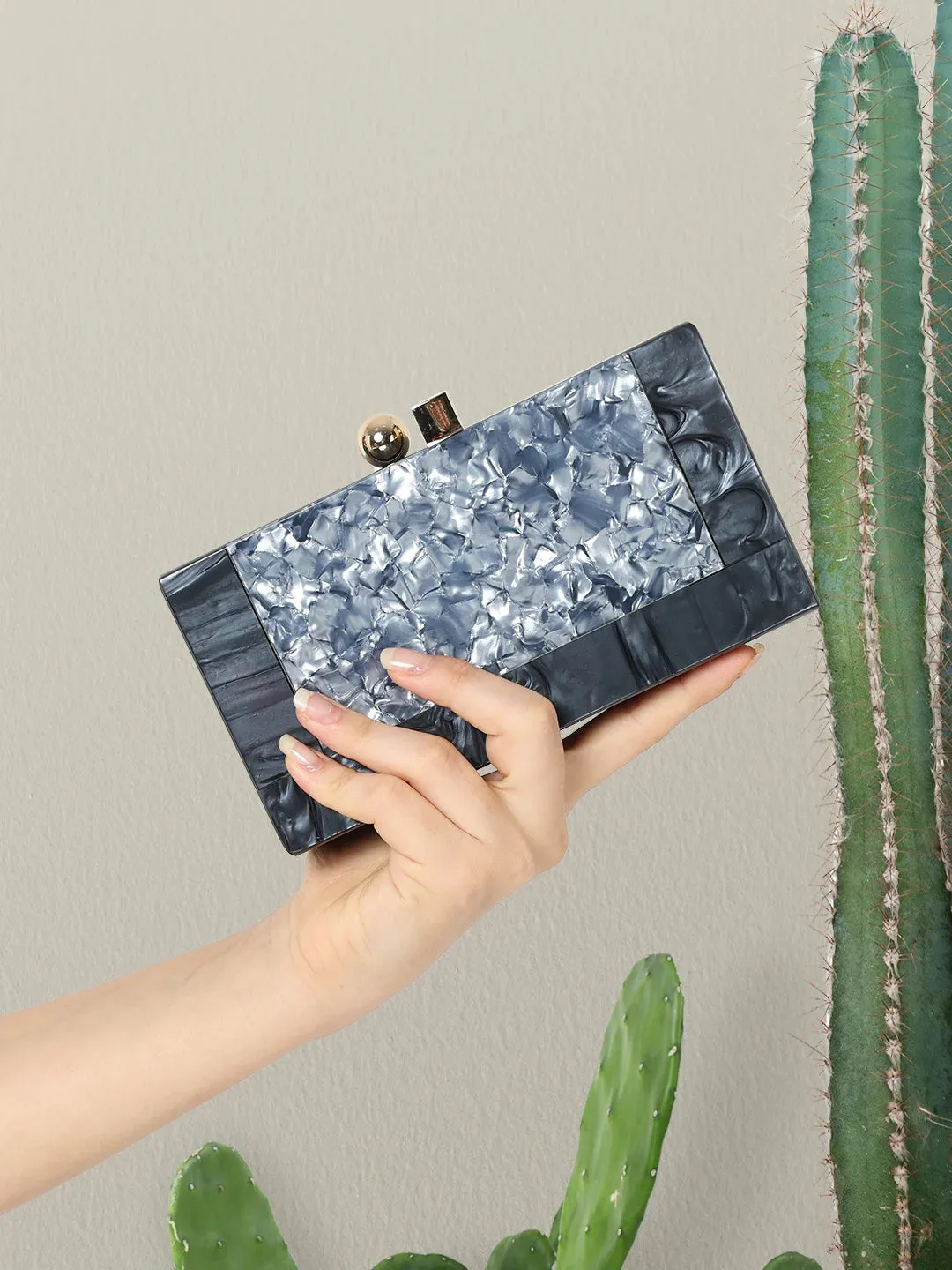 Caprese Gilia Small Grey Clutch