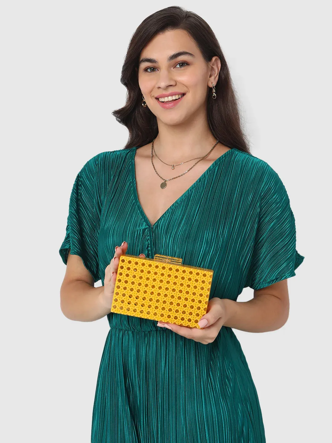 Caprese Golia Small Yellow Clutch