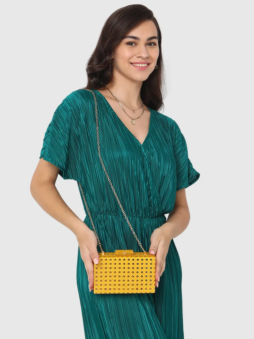Caprese Golia Small Yellow Clutch