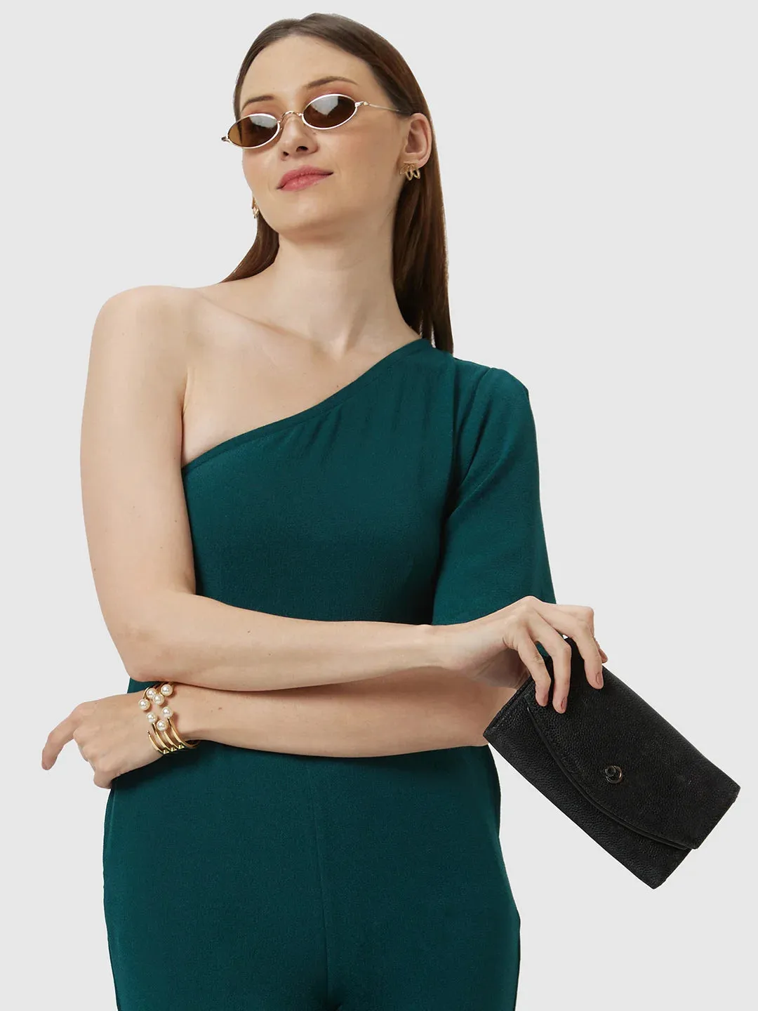 Caprese Gretchen Medium Black Flapover Clutch