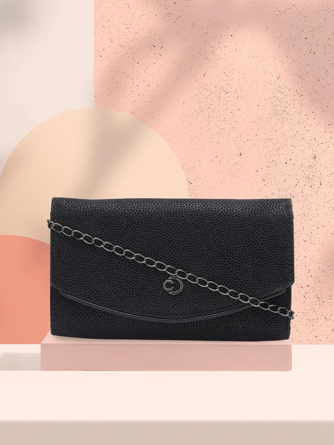 Caprese Gretchen Medium Black Flapover Clutch