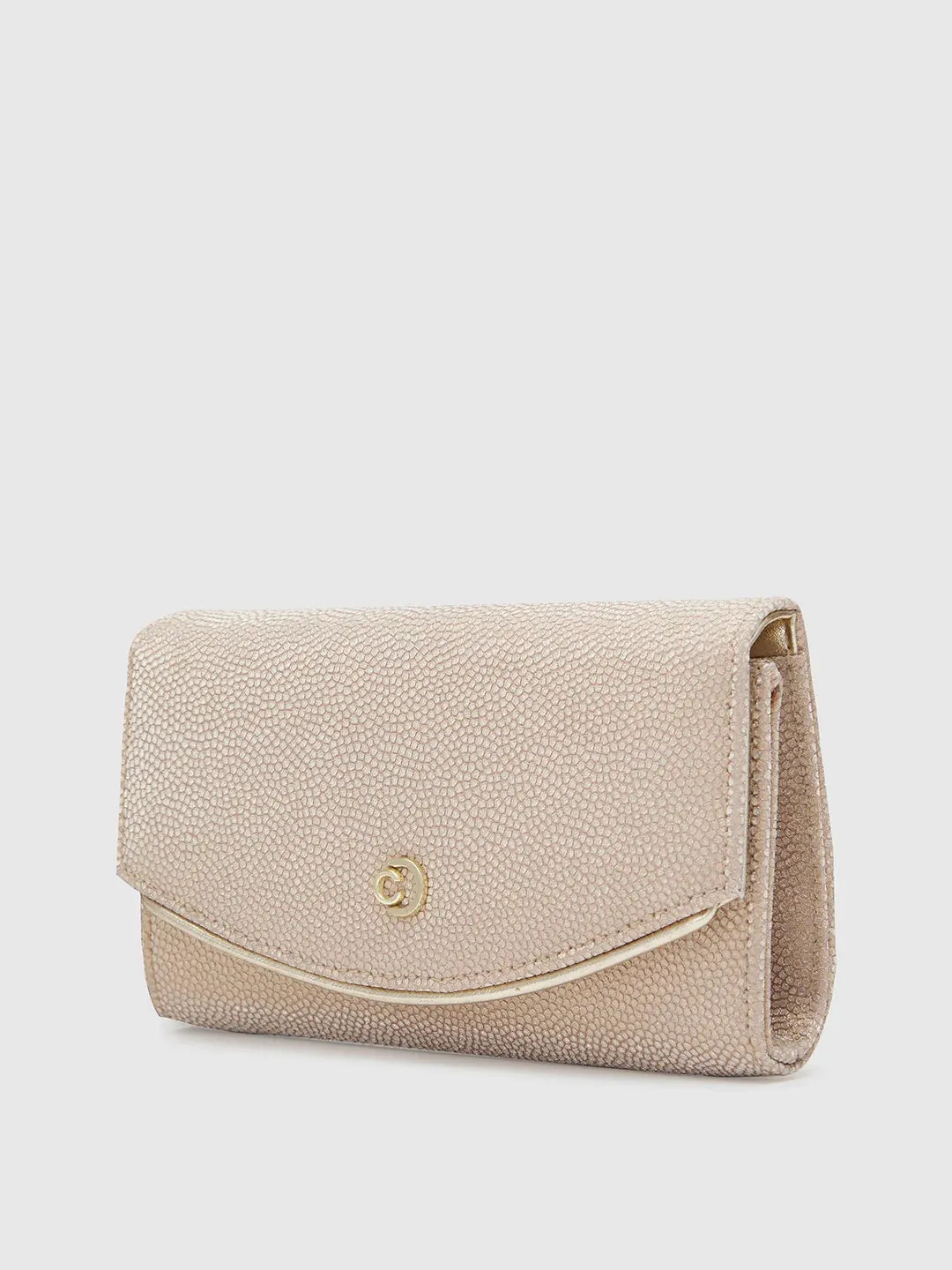 Caprese Gretchen Medium Champagne Gold Flapover Clutch