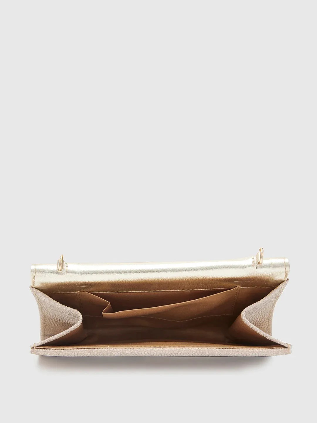 Caprese Gretchen Medium Champagne Gold Flapover Clutch
