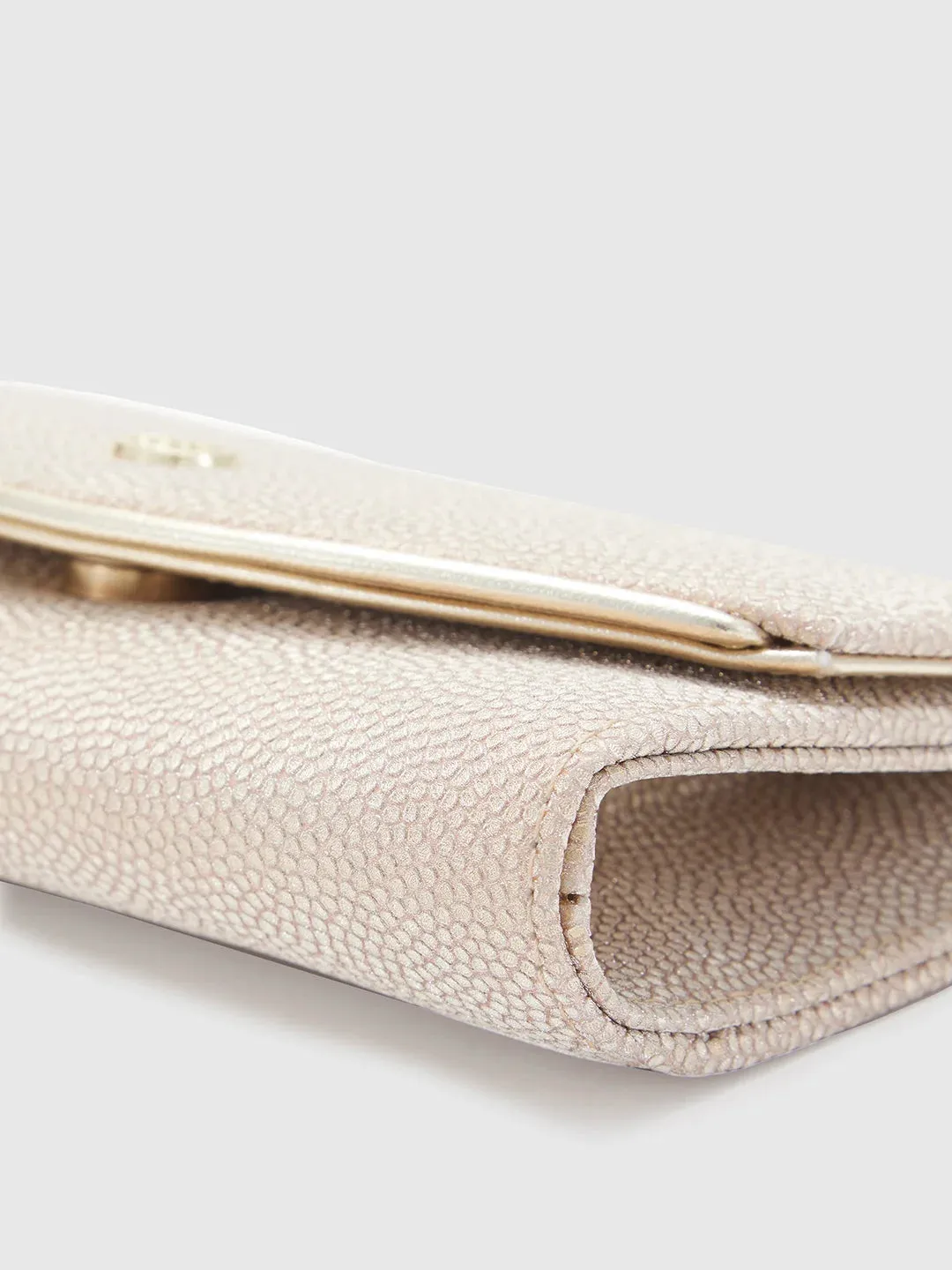 Caprese Gretchen Medium Champagne Gold Flapover Clutch