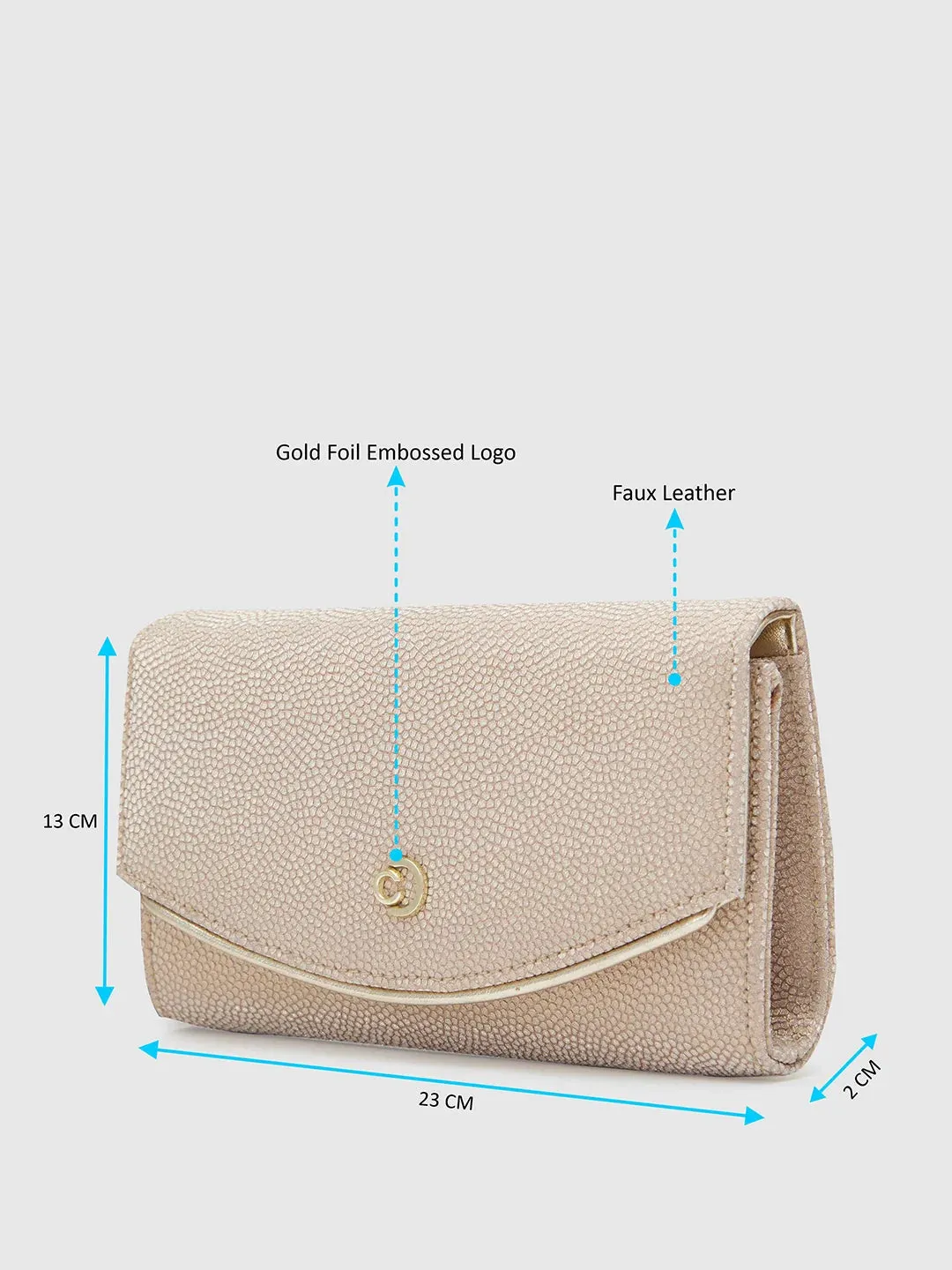 Caprese Gretchen Medium Champagne Gold Flapover Clutch