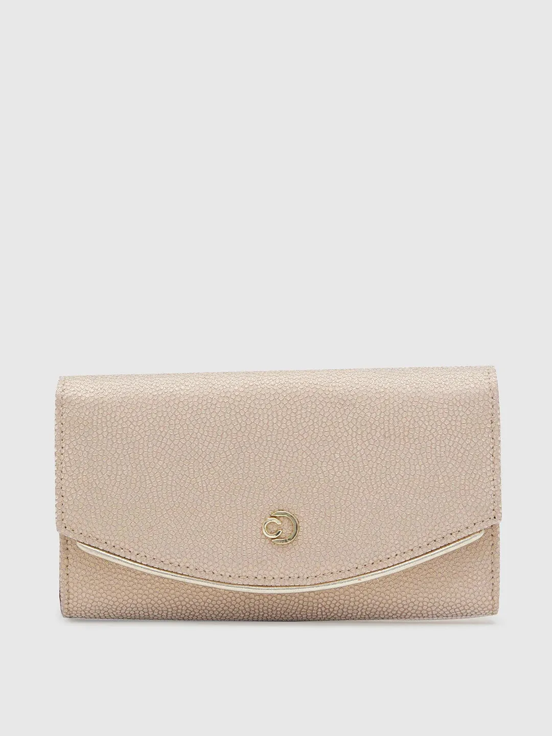 Caprese Gretchen Medium Champagne Gold Flapover Clutch