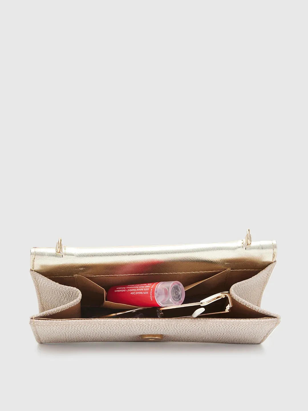 Caprese Gretchen Medium Champagne Gold Flapover Clutch