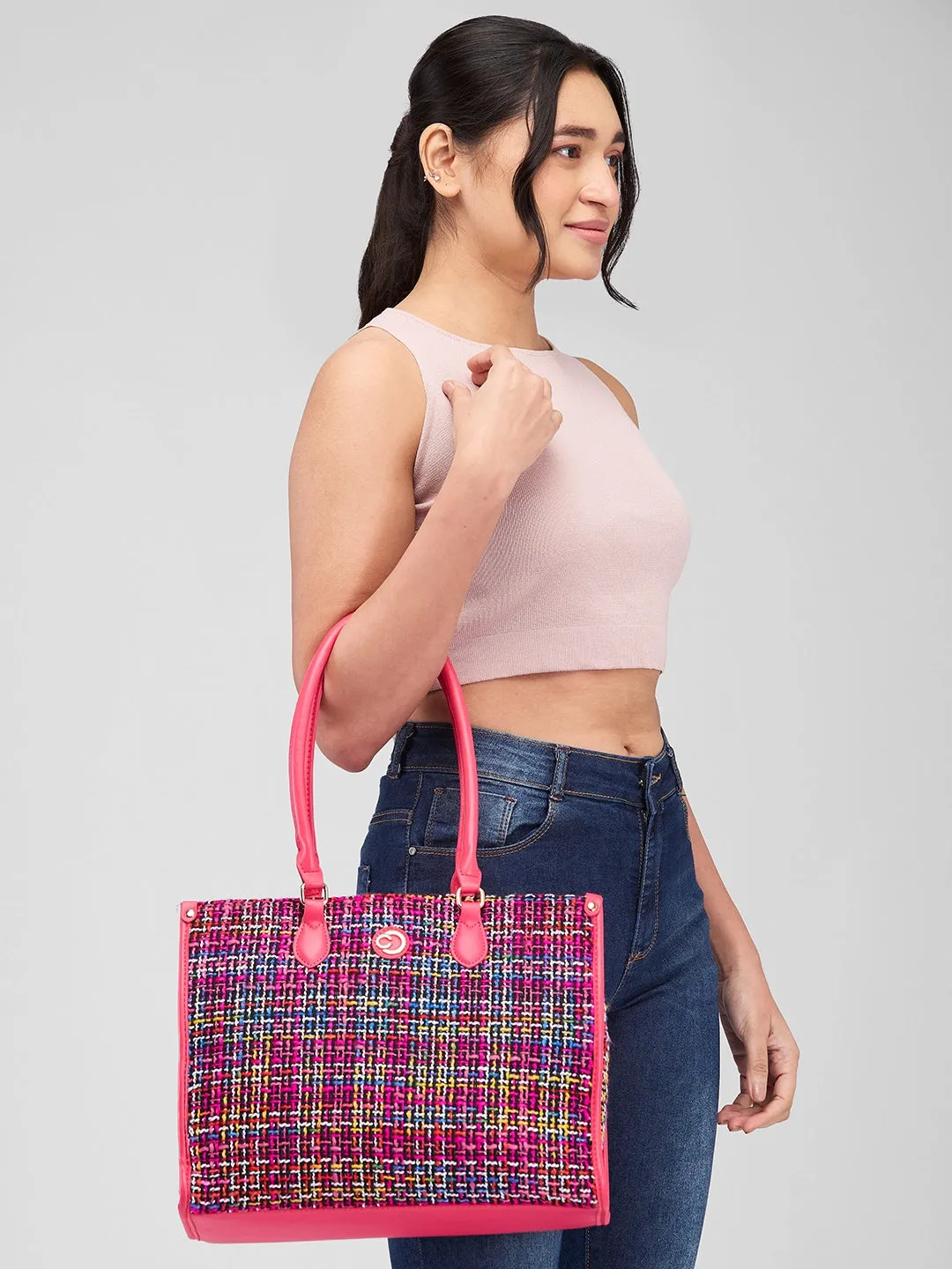 Caprese Harmonee Large Fuchsia Tote Bag
