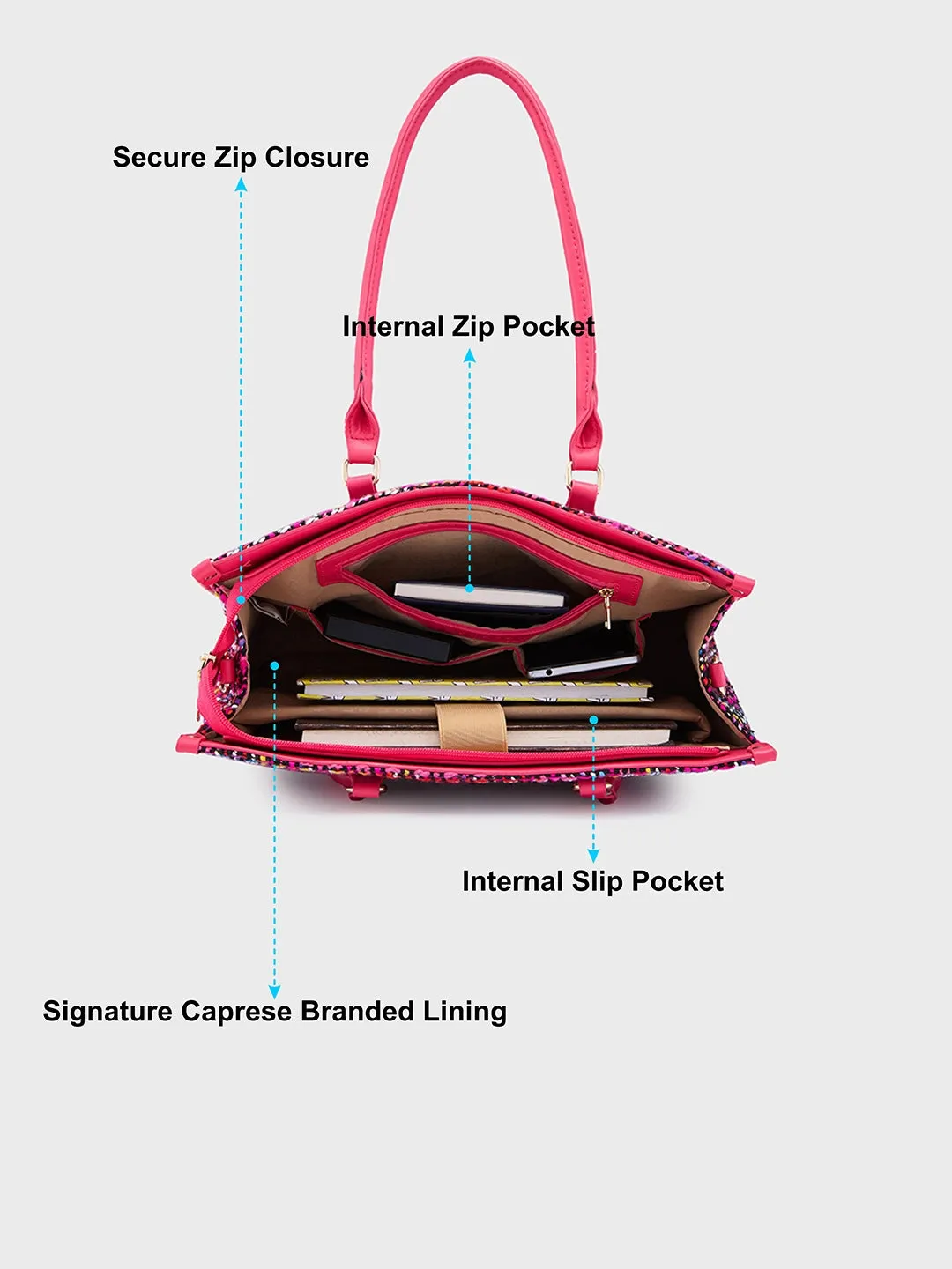 Caprese Harmonee Large Fuchsia Tote Bag