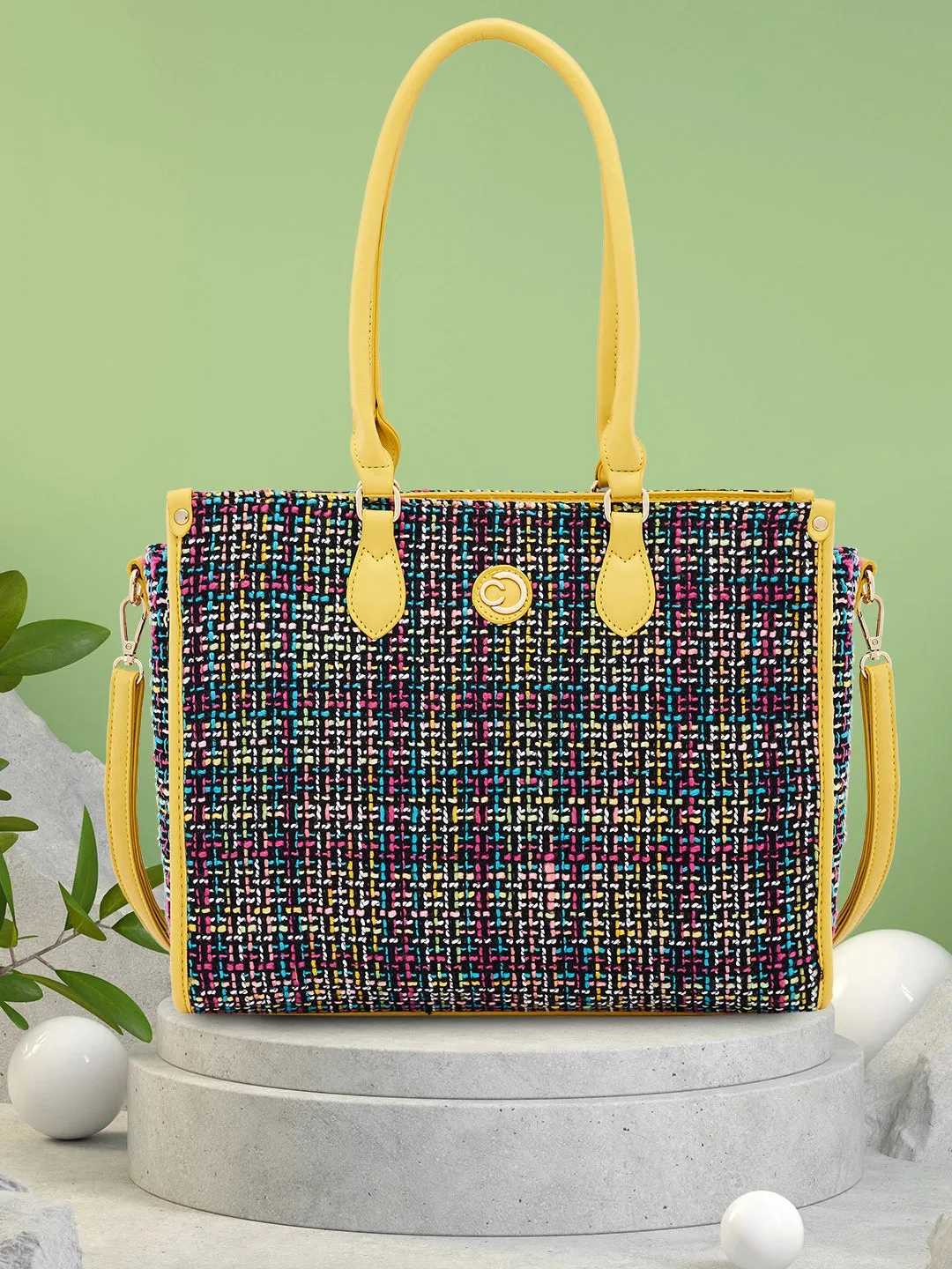 Caprese Harmonee Large Yellow Tote Bag