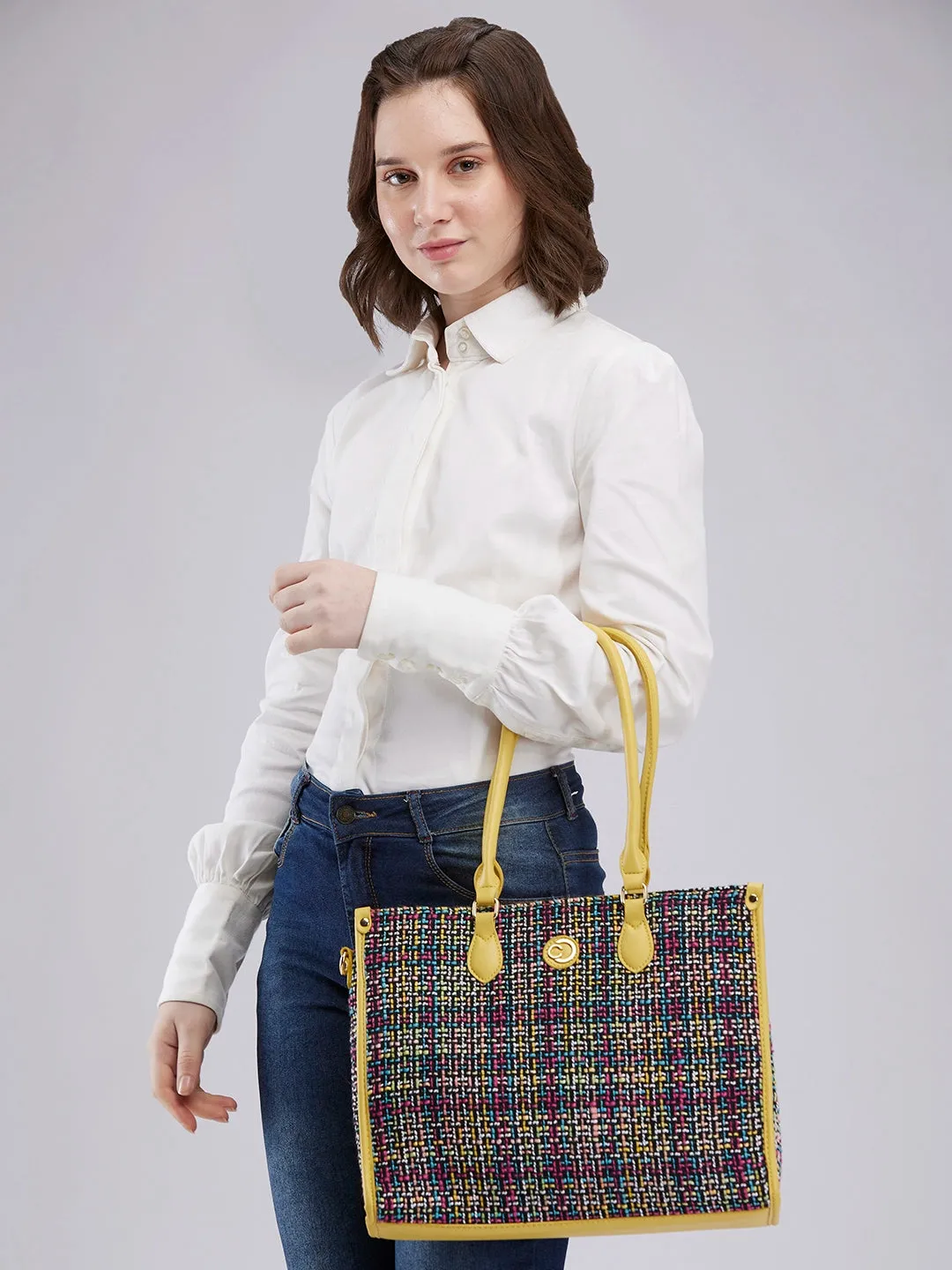 Caprese Harmonee Large Yellow Tote Bag