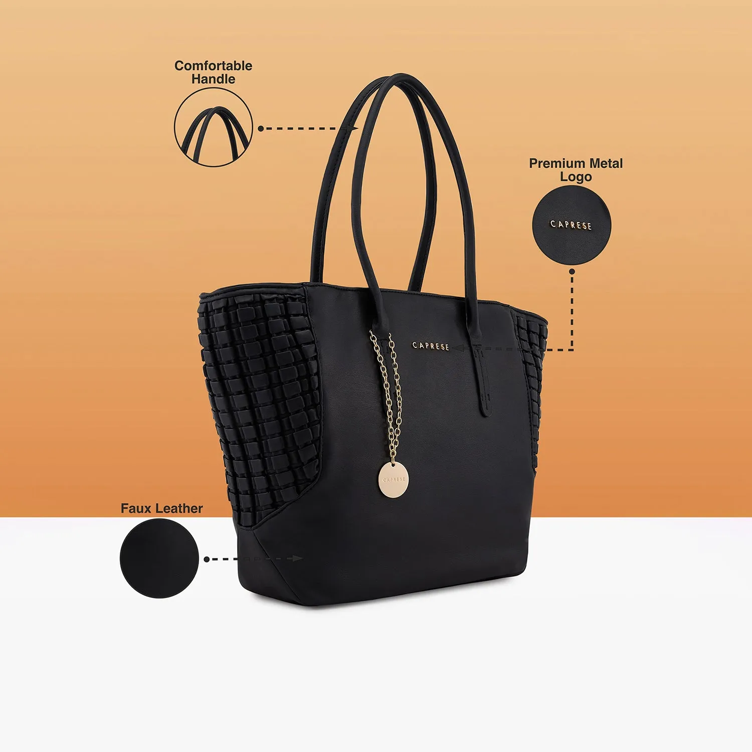 Caprese Havana Large Black Satchel Bag