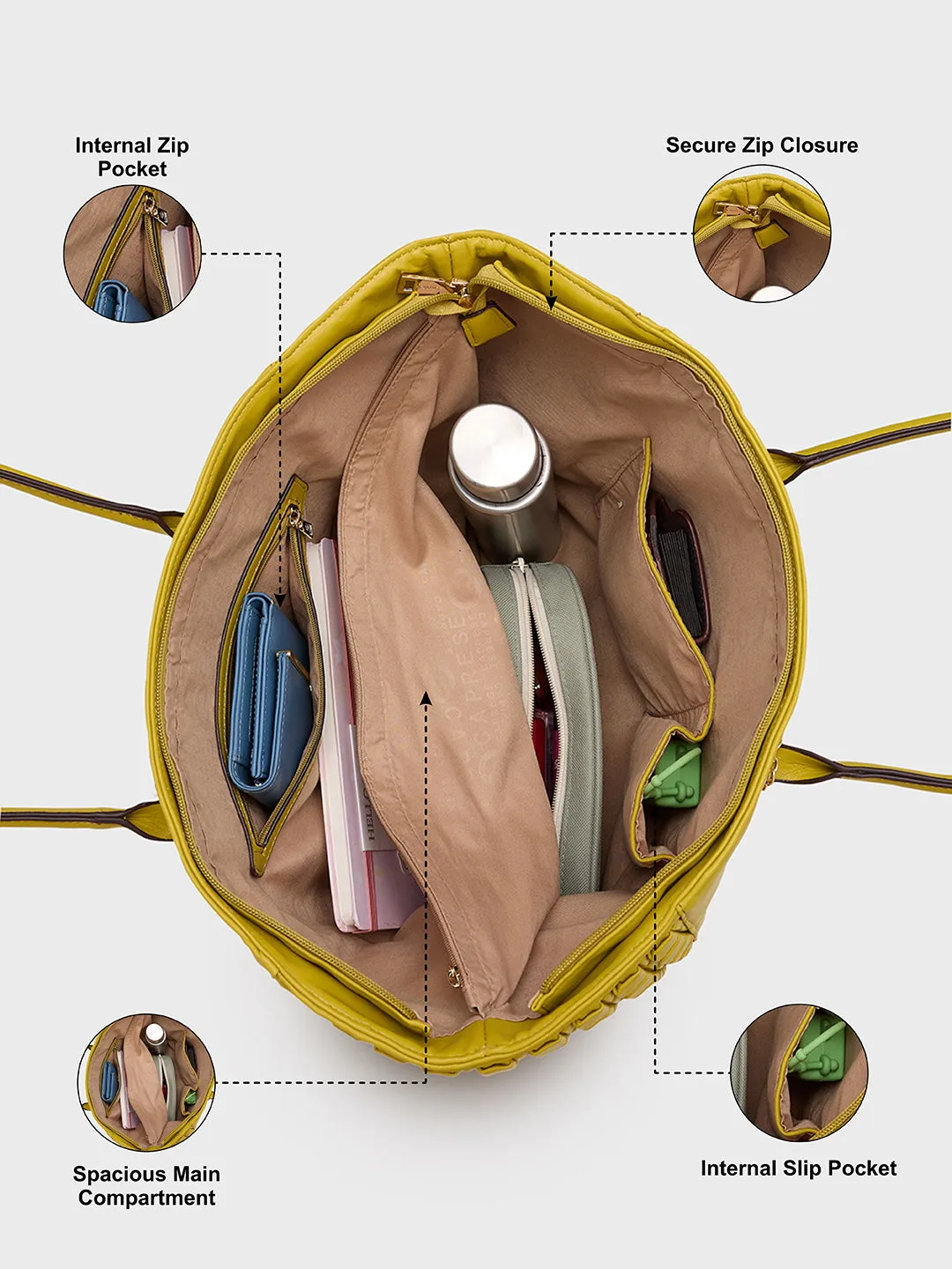 Caprese Havana Large Pastel Yellow Tote Bag