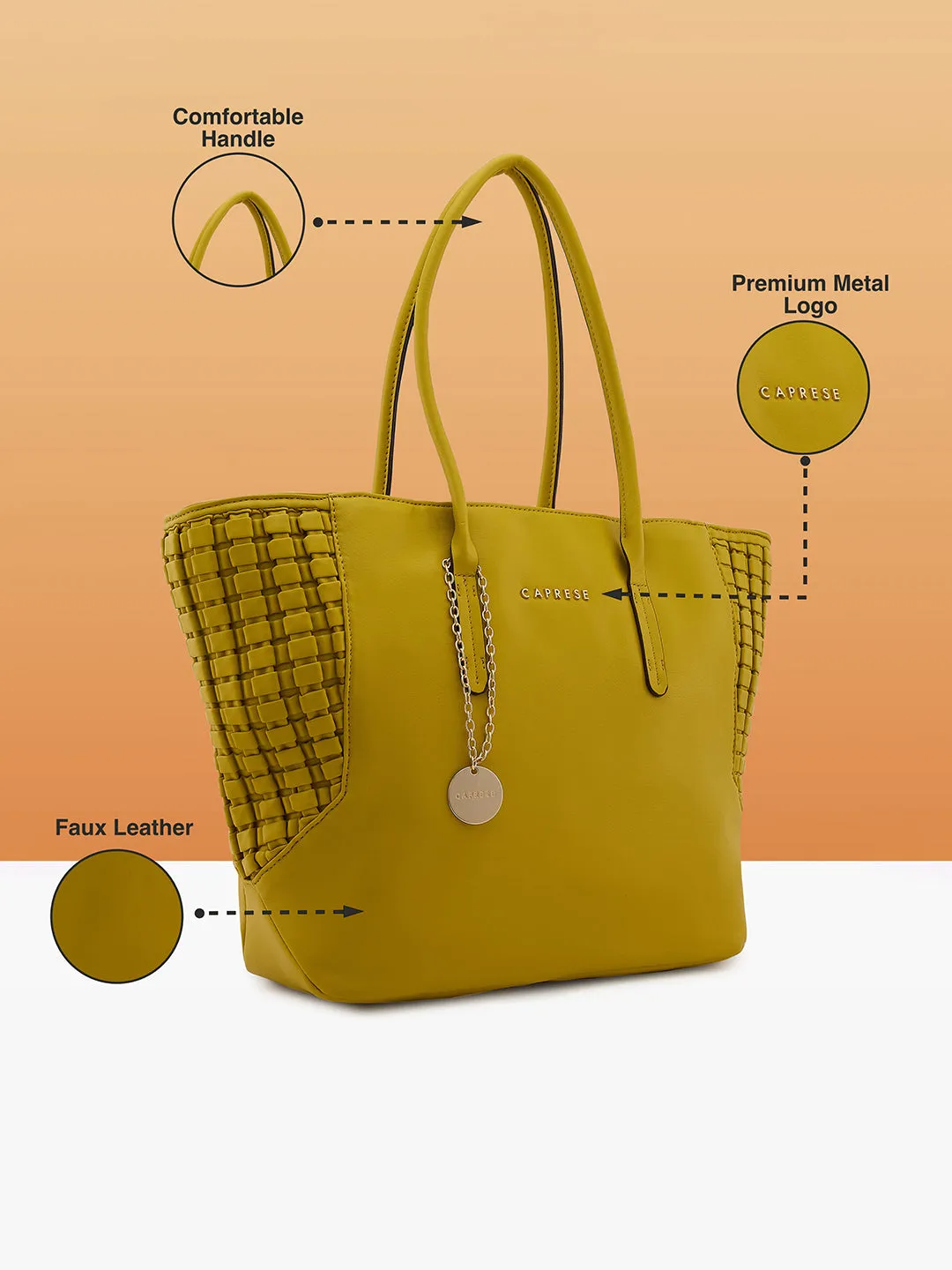 Caprese Havana Large Pastel Yellow Tote Bag