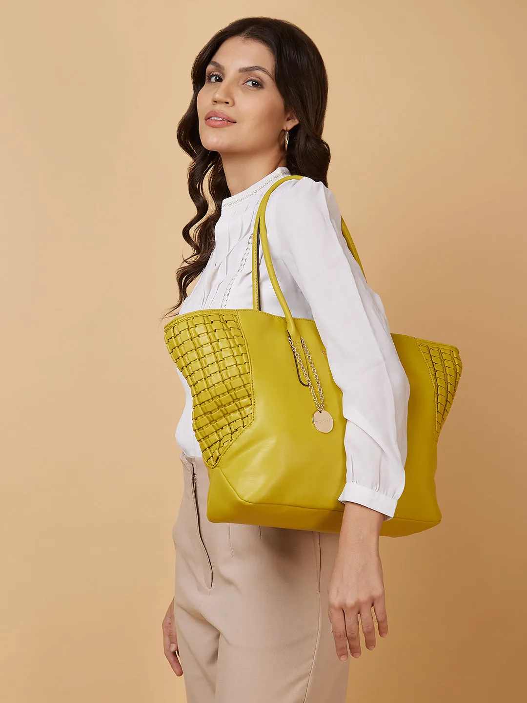 Caprese Havana Large Pastel Yellow Tote Bag