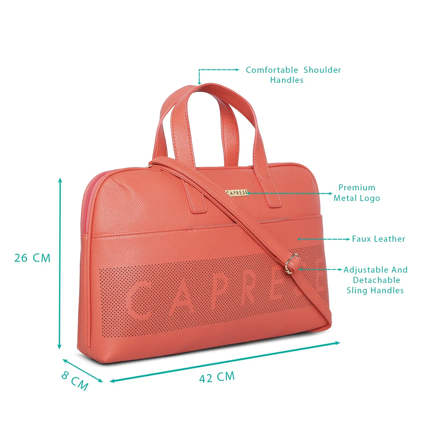 Caprese Heidi Large Coral Satchel Bag