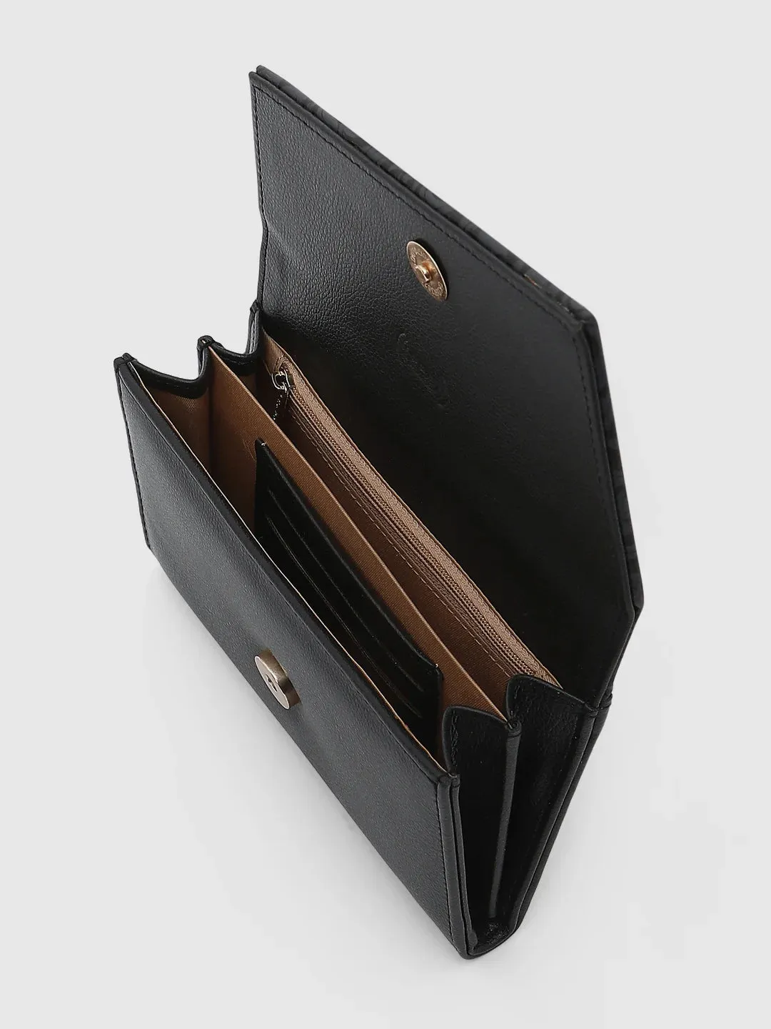 Caprese Helene Large Black Flapover Wallet