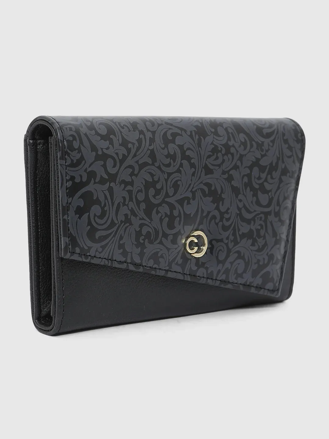Caprese Helene Large Black Flapover Wallet