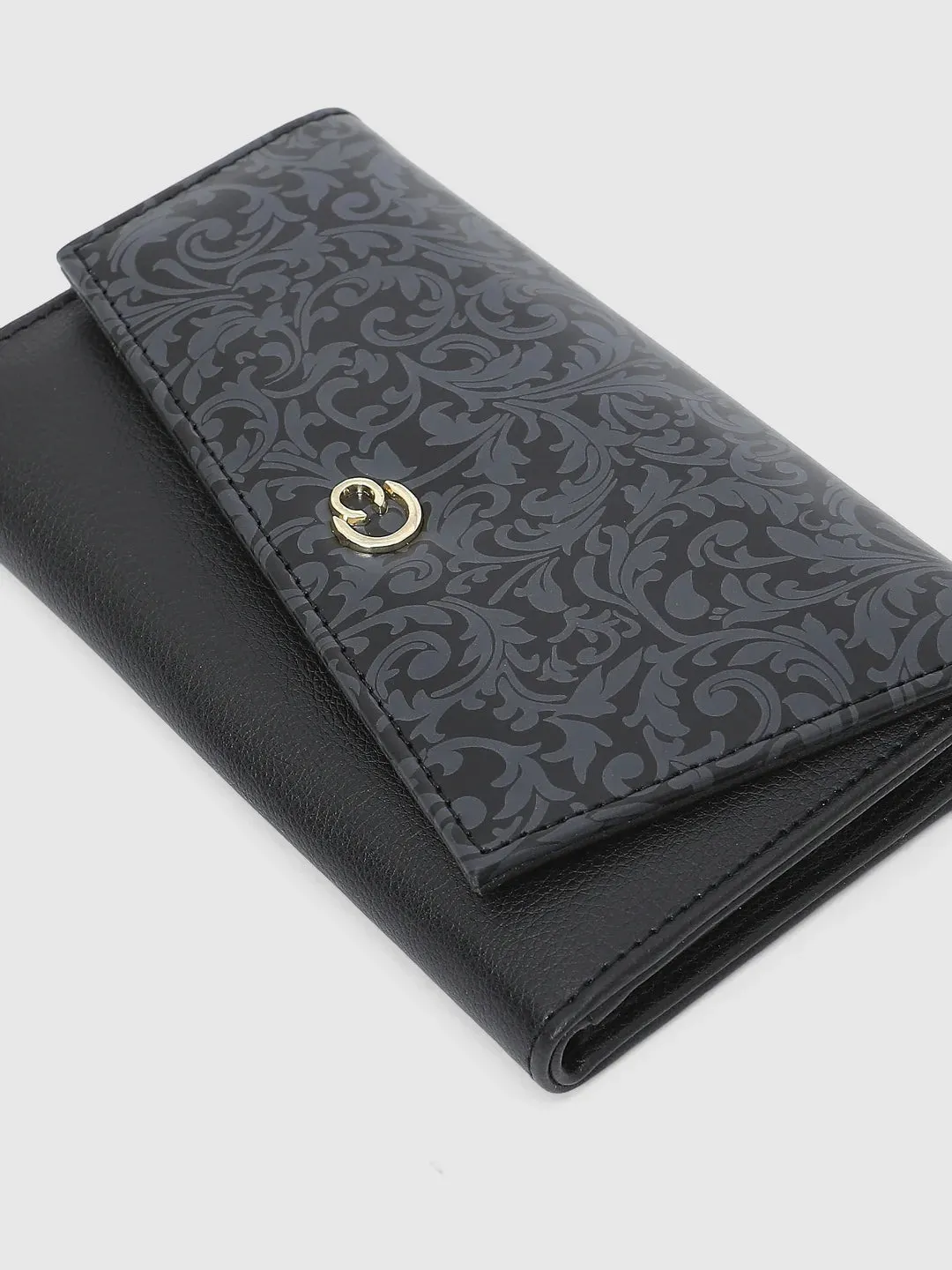 Caprese Helene Large Black Flapover Wallet