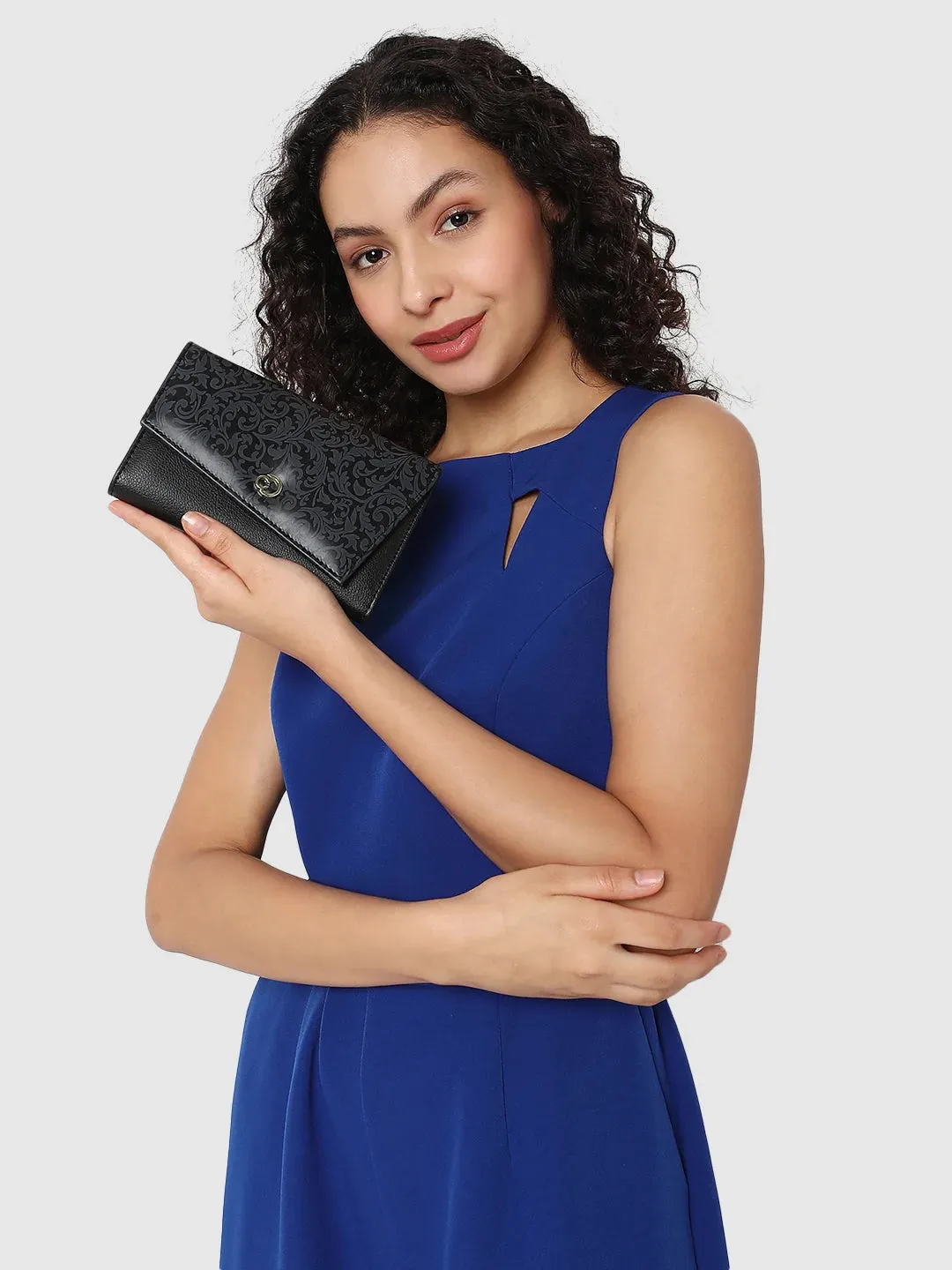 Caprese Helene Large Black Flapover Wallet