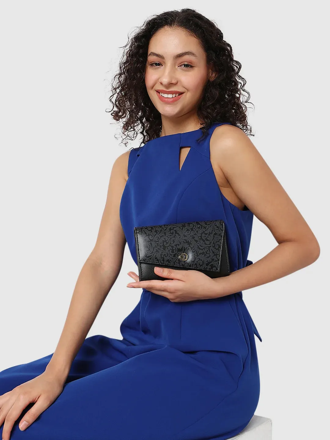 Caprese Helene Large Black Flapover Wallet