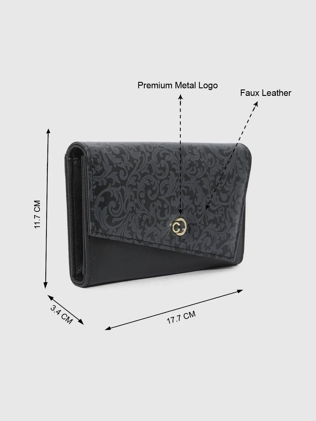 Caprese Helene Large Black Flapover Wallet