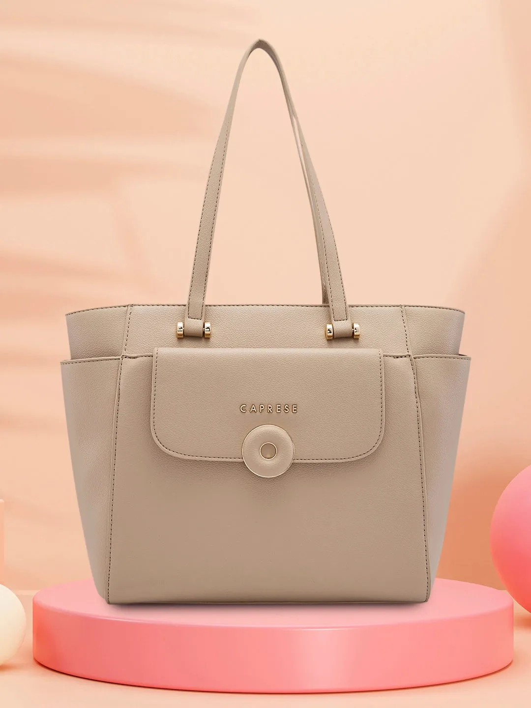 Caprese Jackie Large Beige Tote Bag
