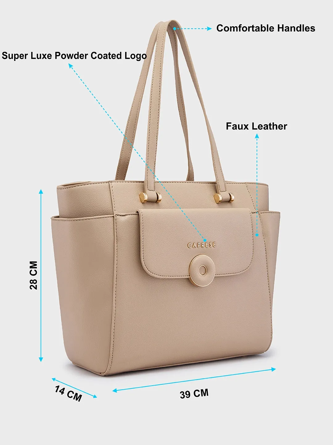 Caprese Jackie Large Beige Tote Bag
