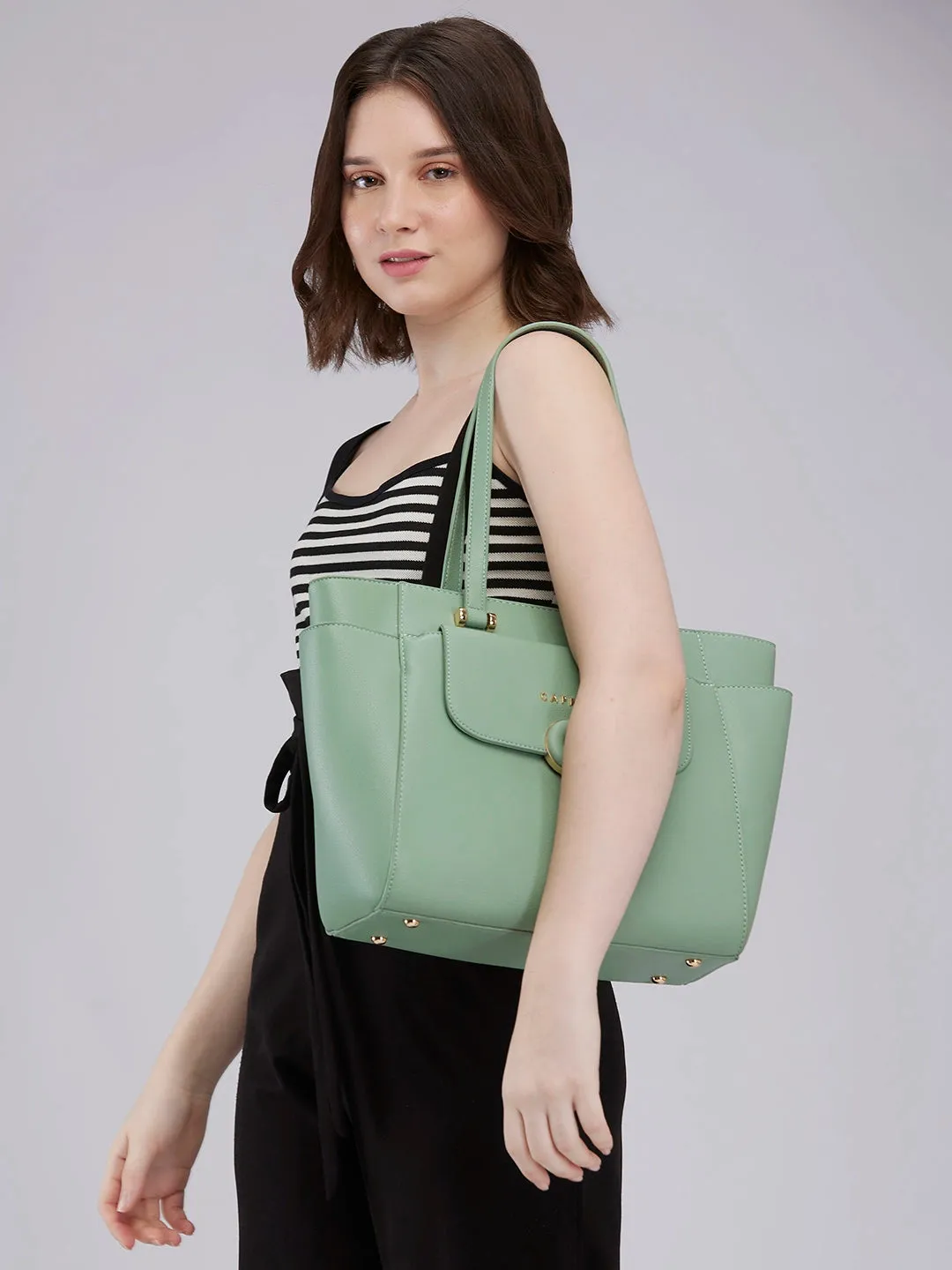 Caprese Jackie Large Green Tote Bag