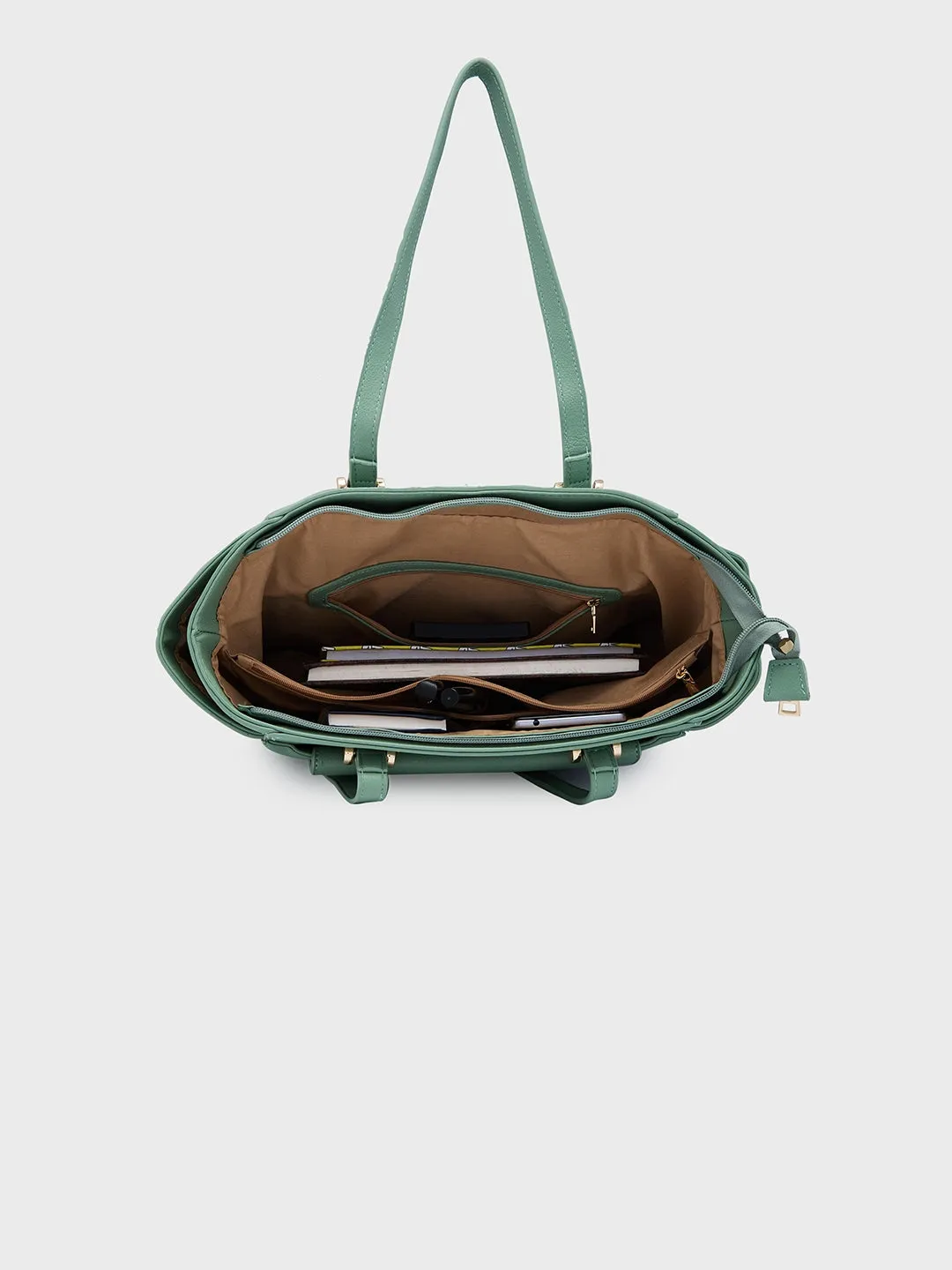 Caprese Jackie Large Green Tote Bag