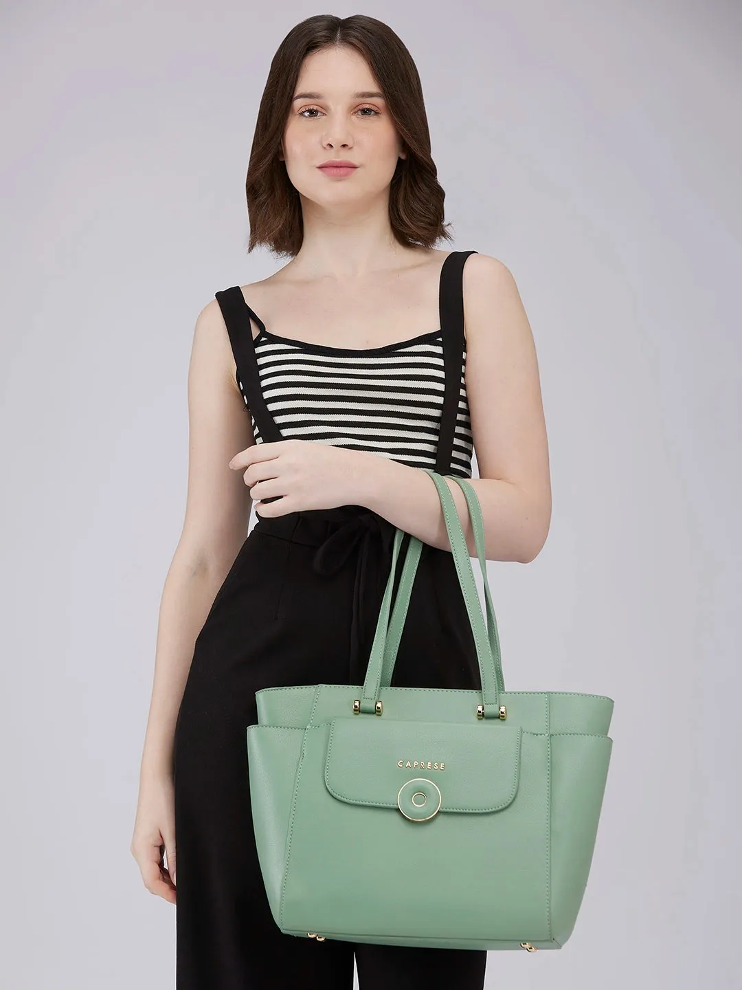 Caprese Jackie Large Green Tote Bag