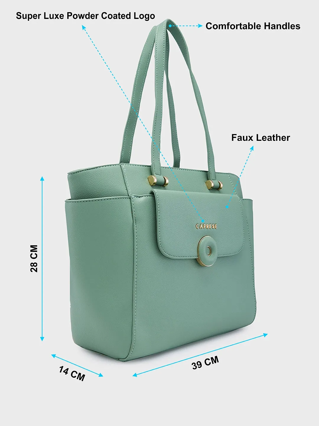 Caprese Jackie Large Green Tote Bag