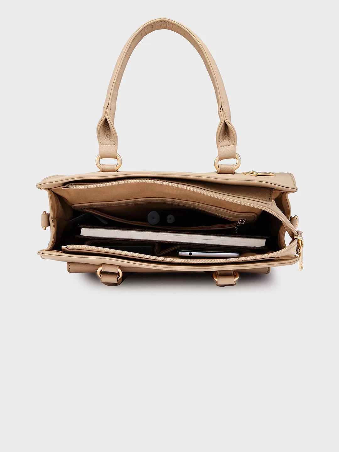 Caprese Jackie Medium Beige Satchel Bag