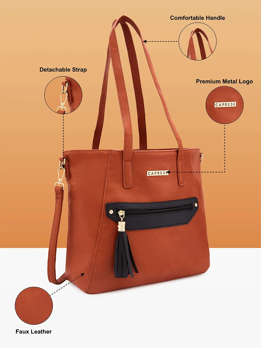 Caprese Jane Large Tan Tote Bag