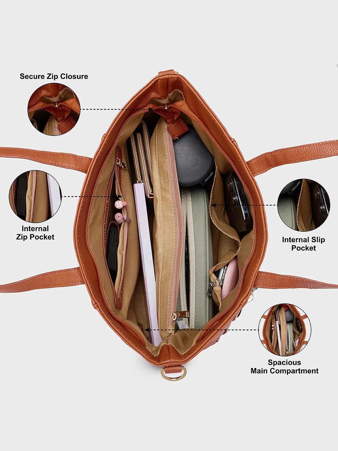 Caprese Jane Large Tan Tote Bag
