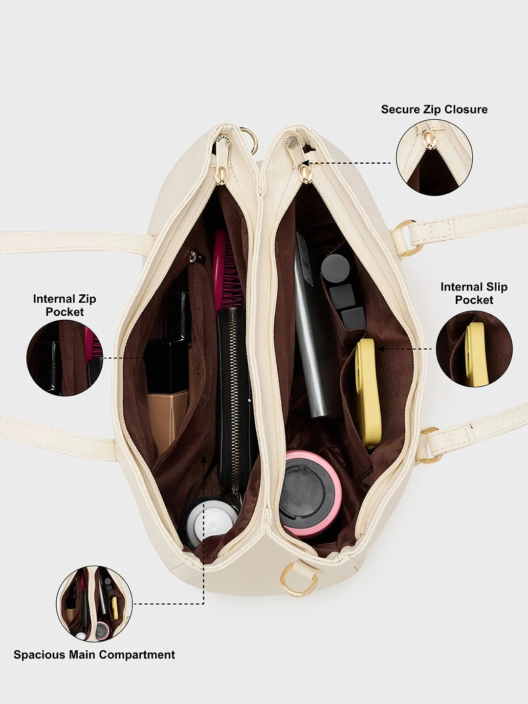 Caprese Jolie Medium Off White Tote Bag
