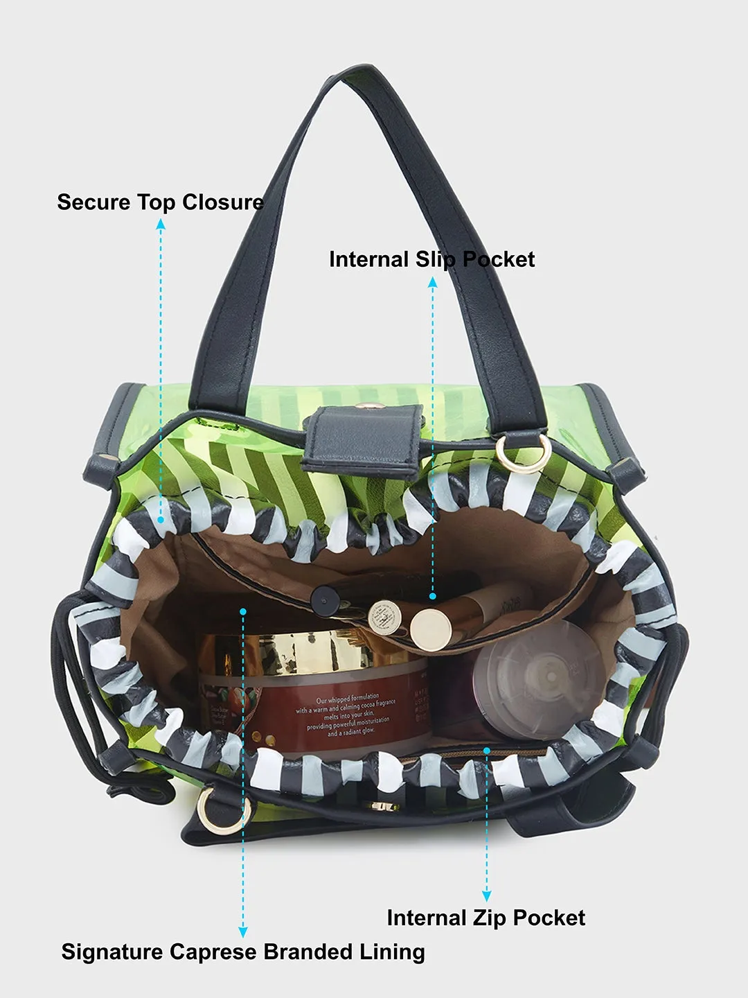 Caprese Josie Small Electric Lime Tote Bag