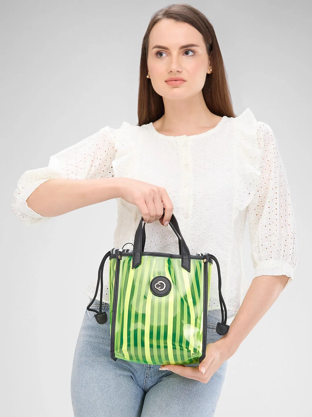 Caprese Josie Small Electric Lime Tote Bag