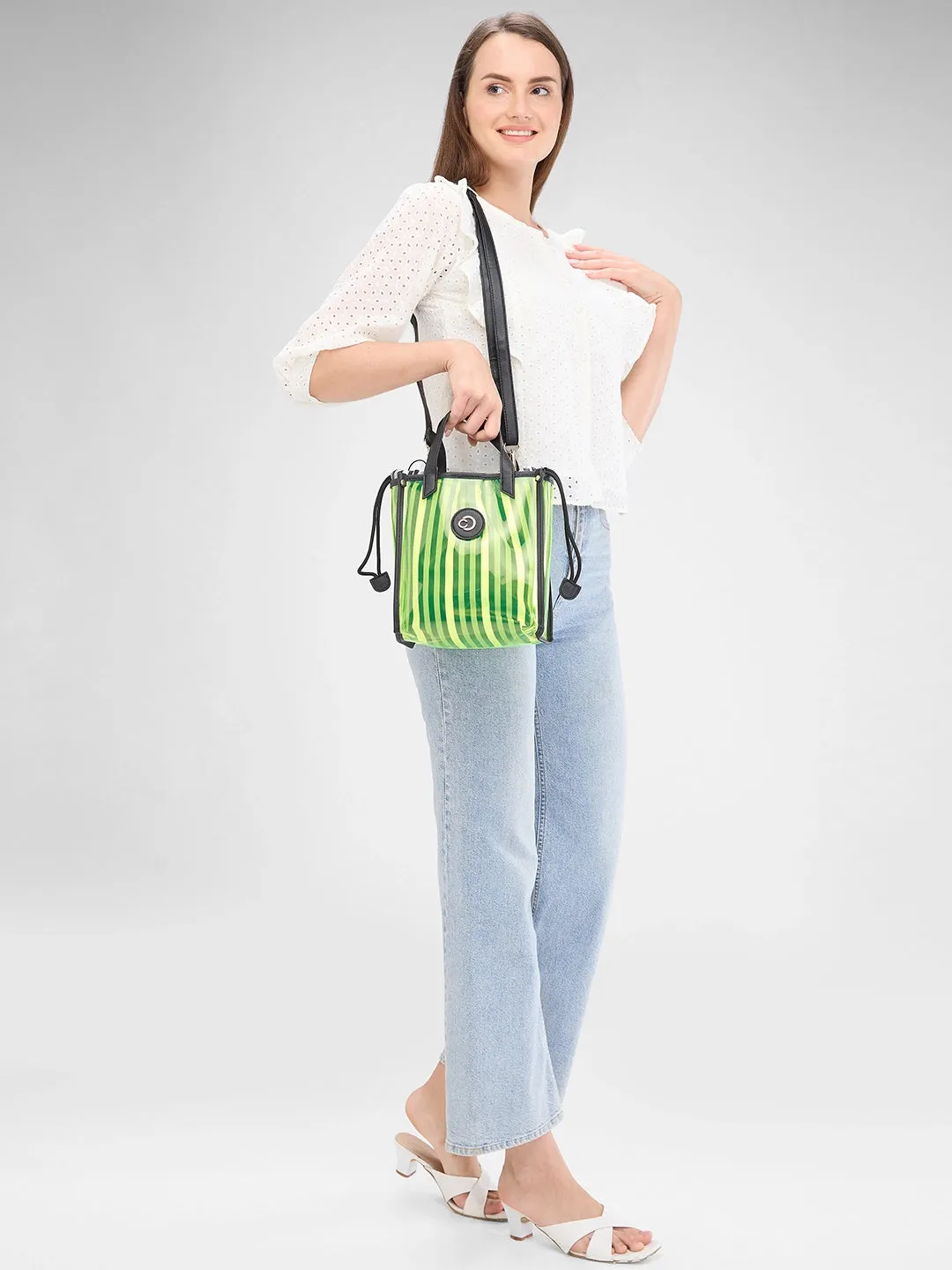 Caprese Josie Small Electric Lime Tote Bag