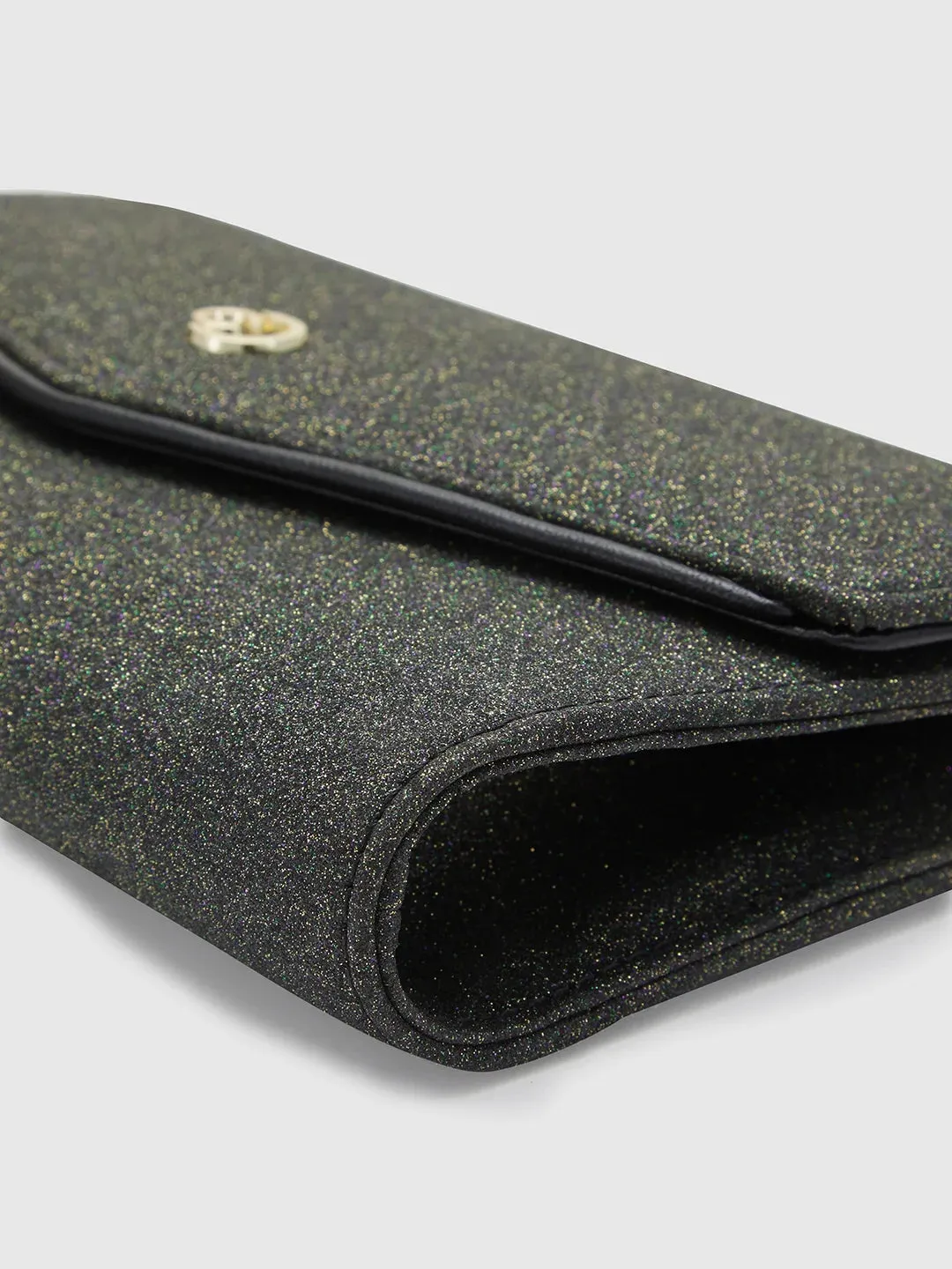 Caprese Junie Large Black Flapover Clutch