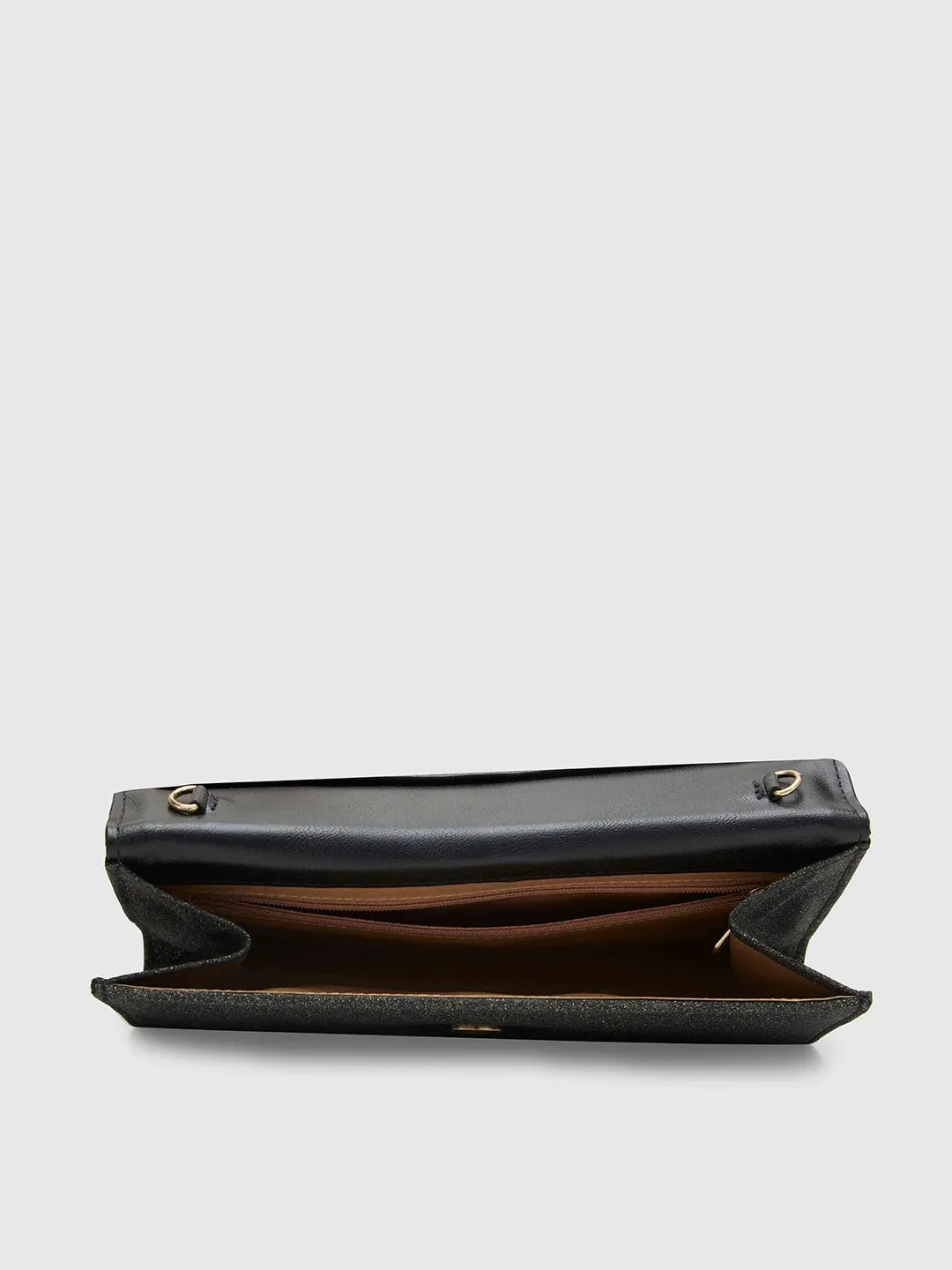 Caprese Junie Large Black Flapover Clutch