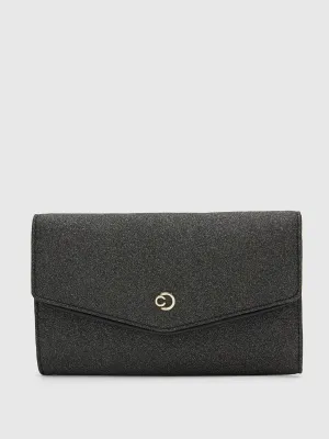 Caprese Junie Large Black Flapover Clutch