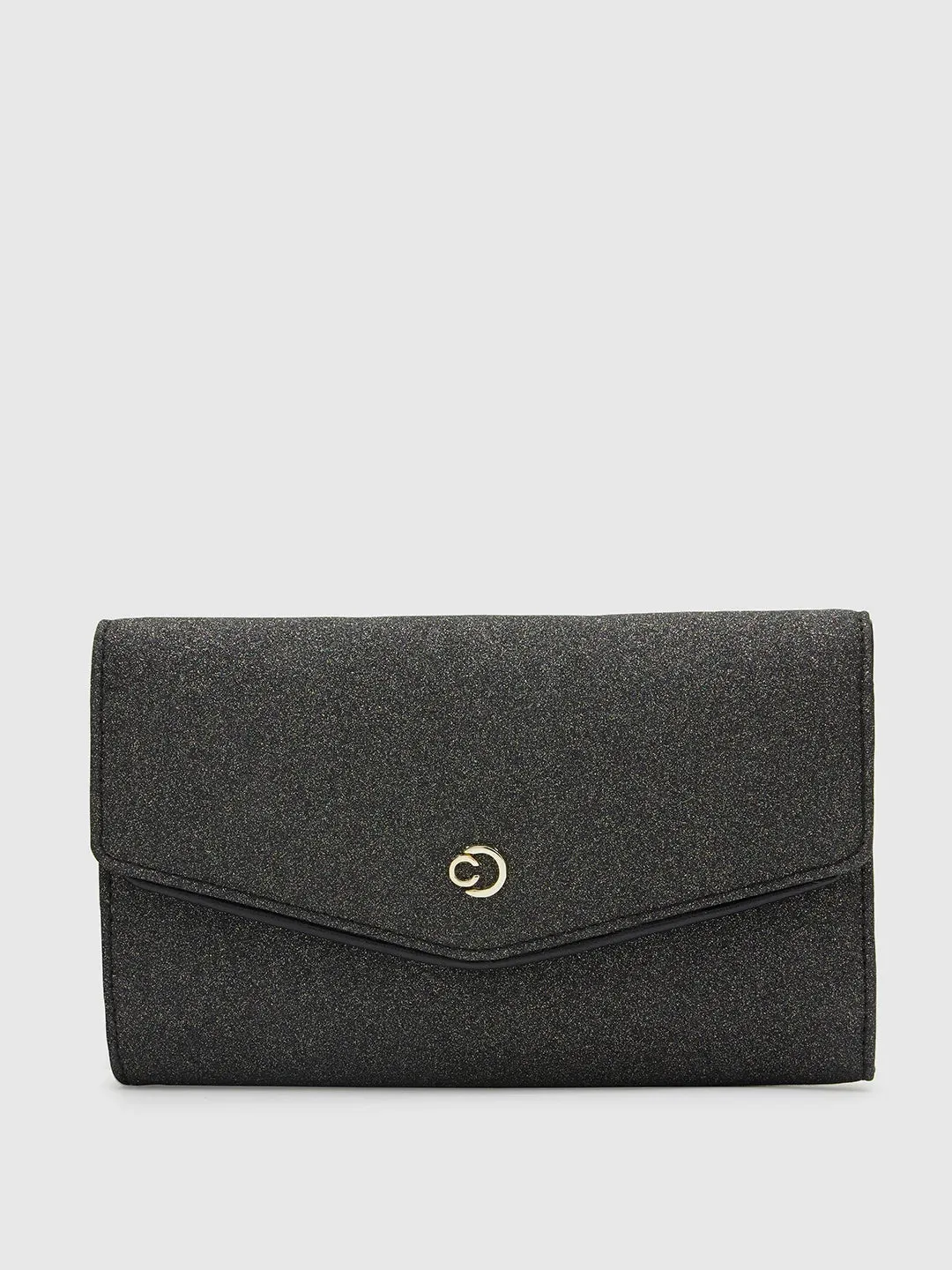 Caprese Junie Large Black Flapover Clutch