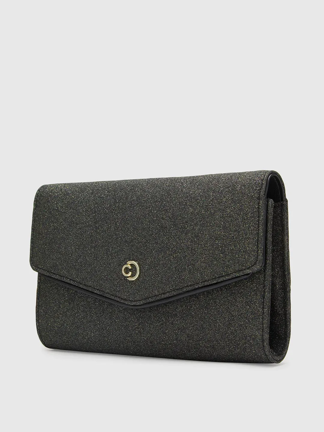 Caprese Junie Large Black Flapover Clutch