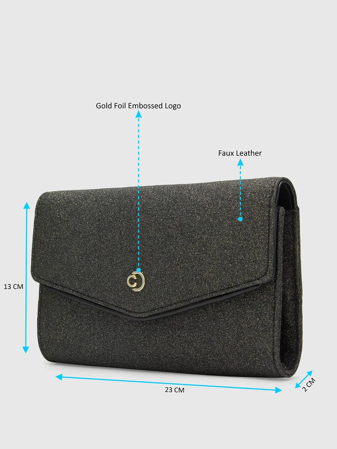 Caprese Junie Large Black Flapover Clutch