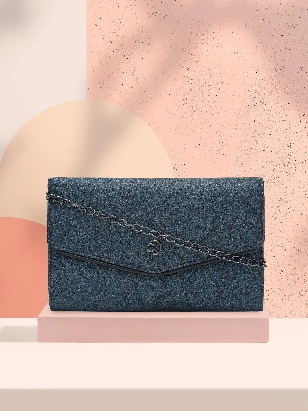 Caprese Junie Large Navy Flapover Clutch