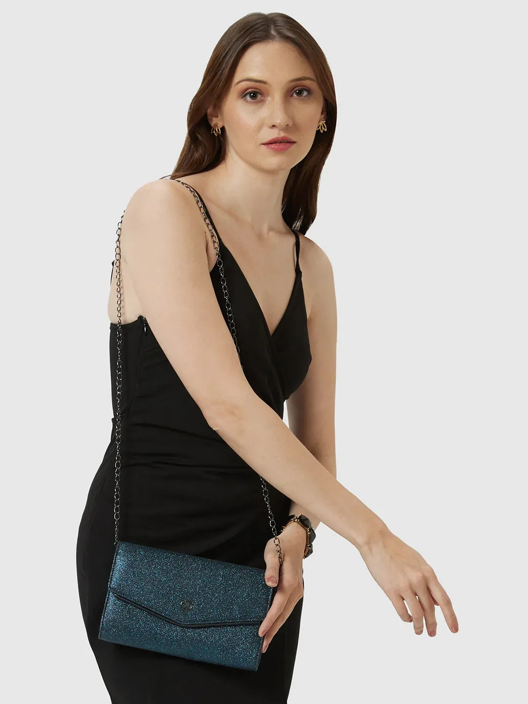 Caprese Junie Large Navy Flapover Clutch